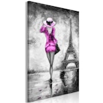 Ljuddämpande Tavla - Parisian Woman (1 Part) Vertical Pink