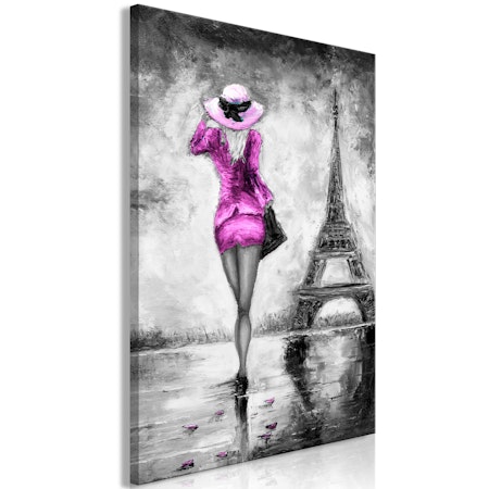 Ljuddämpande Tavla - Parisian Woman (1 Part) Vertical Pink