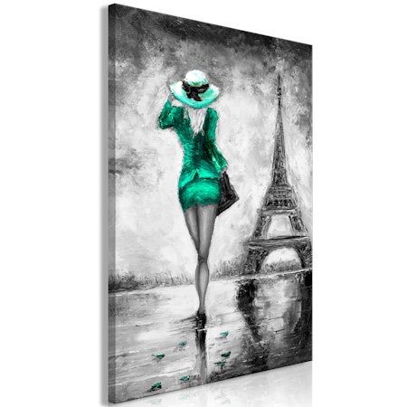Ljuddämpande Tavla - Parisian Woman (1 Part) Vertical Green