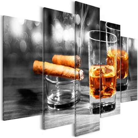 Ljuddämpande Tavla - Cigars and Whiskey (5 Parts) Wide