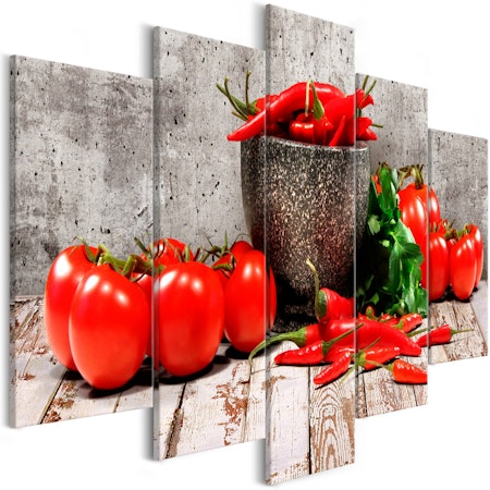 Ljuddämpande Tavla - Red Vegetables (5 Parts) Concrete Wide