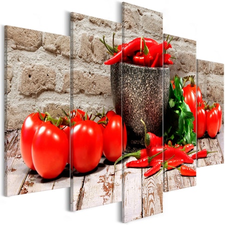 Ljuddämpande Tavla - Red Vegetables (5 Parts) Brick Wide