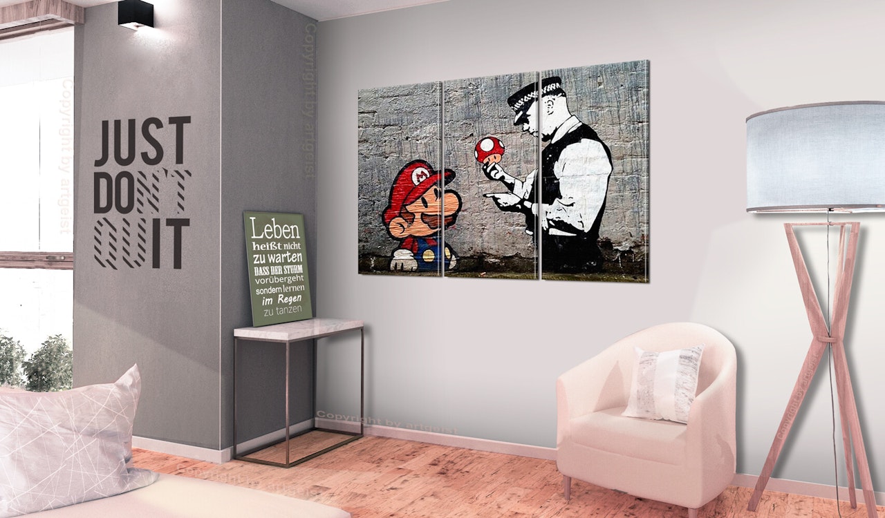 Ljuddämpande Tavla - Super Mario Mushroom Cop by Banksy