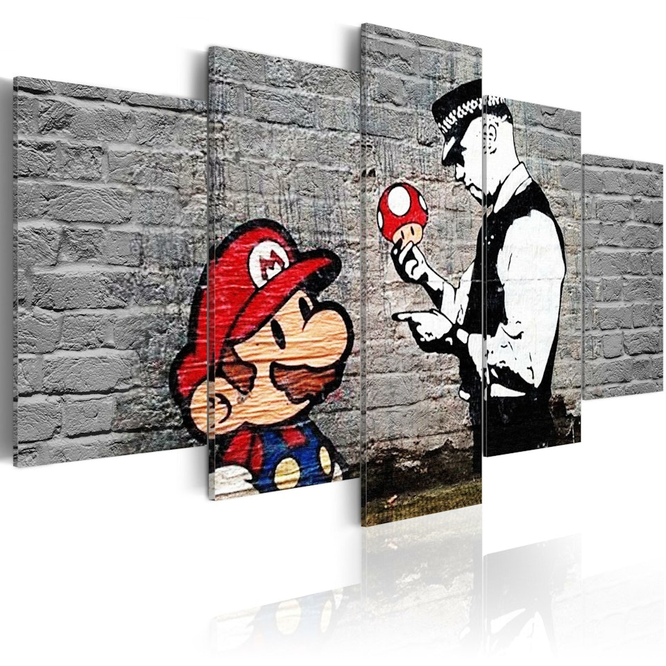 Ljuddämpande Tavla - Super Mario Mushroom Cop (Banksy)