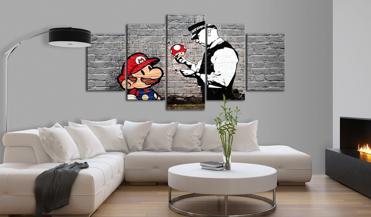 Ljuddämpande Tavla - Super Mario Mushroom Cop (Banksy)