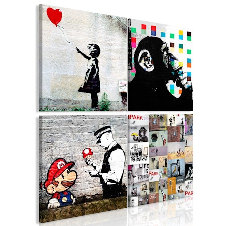 Ljuddämpande Tavla - Banksy Collage (4 Parts)