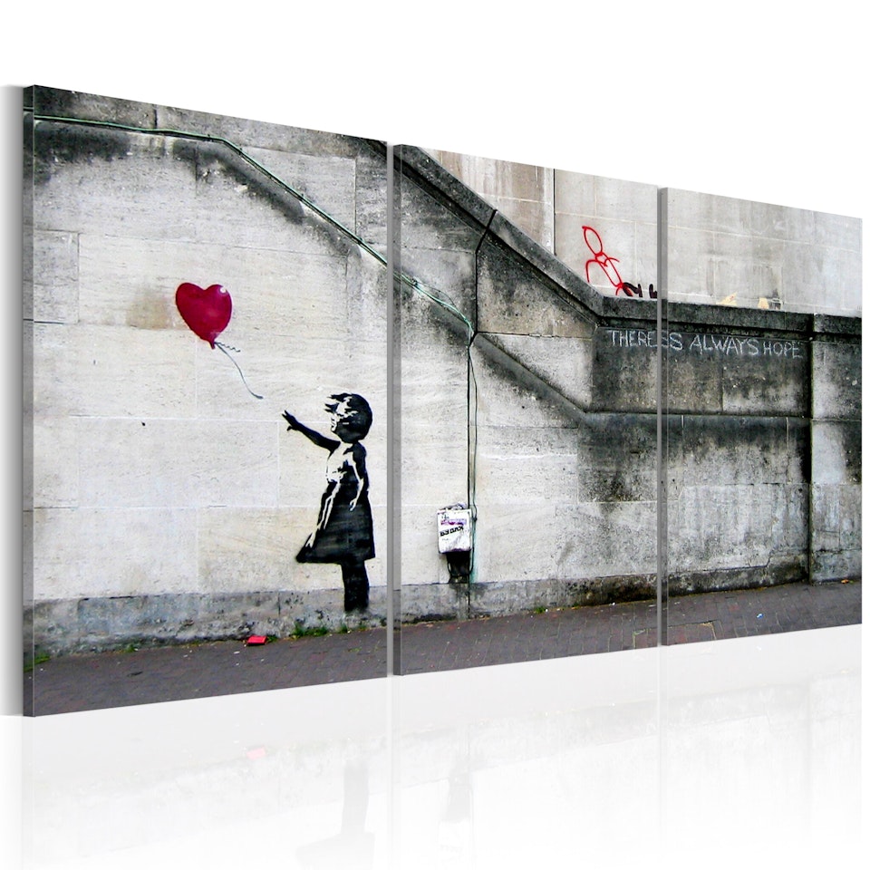 Ljuddämpande Tavla - Det finns alltid hopp (Banksy) - Triptych