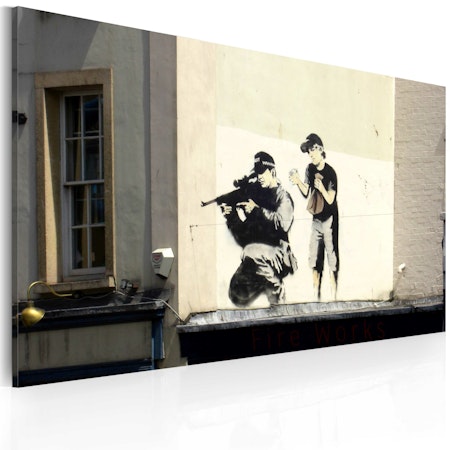 Ljuddämpande Tavla - Sniper and boy (Banksy)