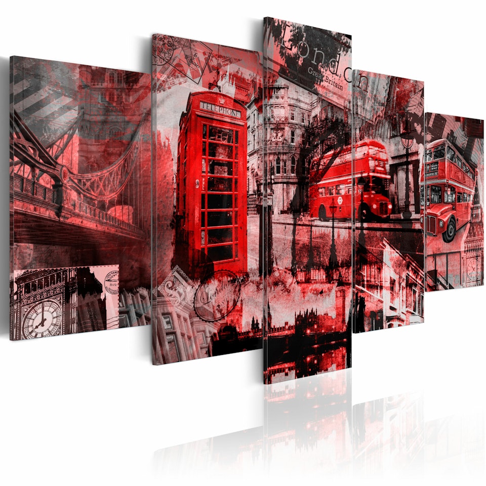 Ljuddämpande Tavla - London collage - 5 st