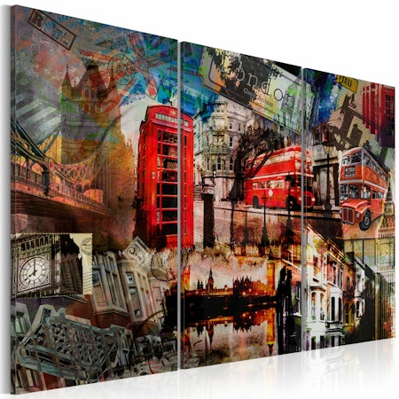 Ljuddämpande Tavla - London collage - Triptych