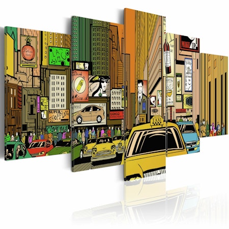 Ljuddämpande Tavla - The streets of New York City in cartoons