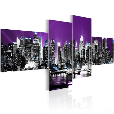 Ljuddämpande Tavla - New York on a violet background