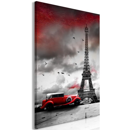 Ljuddämpande Tavla - Red Car in Paris (1 Part) Vertical