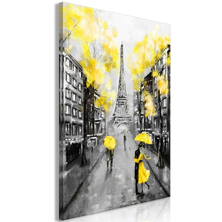 Ljuddämpande Tavla - Paris Rendez-Vous (1 Part) Vertical Yellow