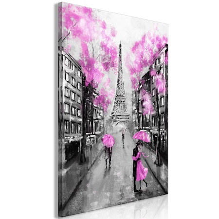 Ljuddämpande Tavla - Paris Rendez-Vous (1 Part) Vertical Pink