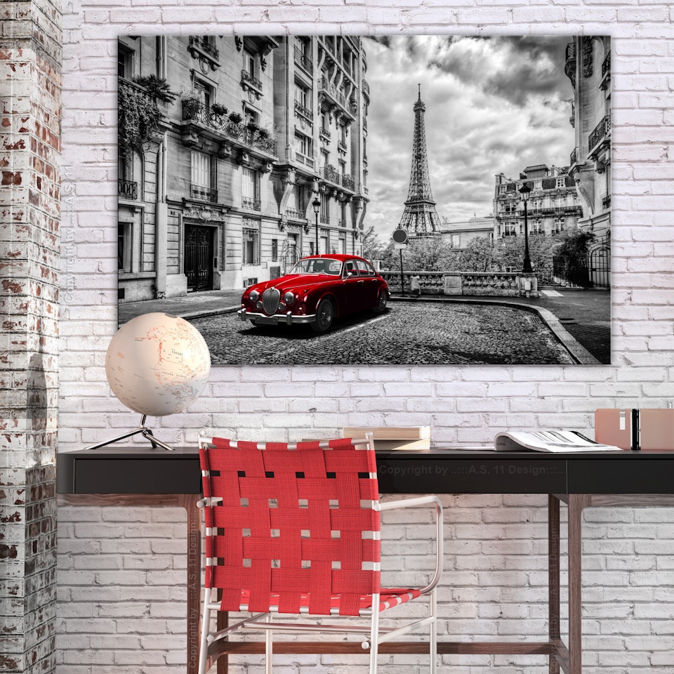 Ljuddämpande Tavla - Car in Paris (1 Part) Red Wide