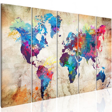 Ljuddämpande Tavla - World Map: Colourful Ink Blots