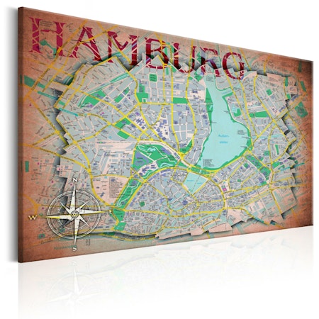 Ljuddämpande Tavla - Map of Hamburg