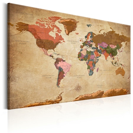 Ljuddämpande Tavla - World Map: Brown Elegance