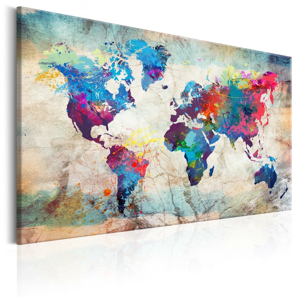 Ljuddämpande Tavla - World Map: Colourful Madness