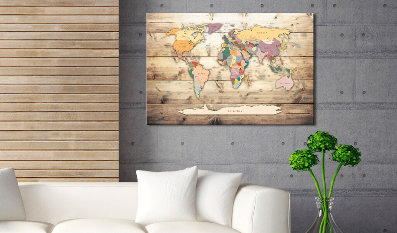 Ljuddämpande Tavla - World Map: Colourful Continents