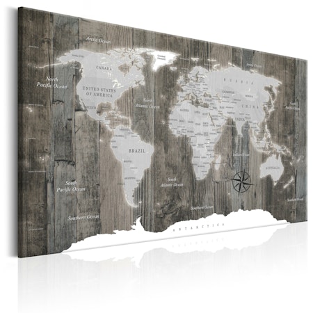 Ljuddämpande Tavla - World Map: Wooden World