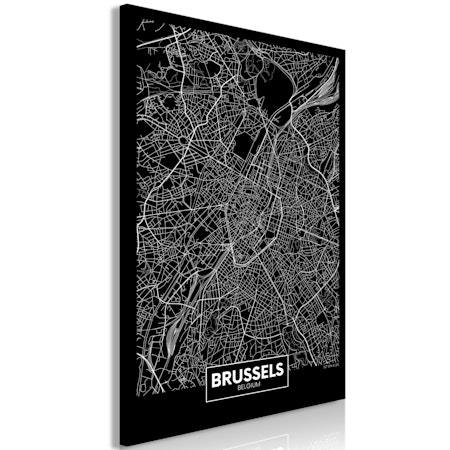 Ljuddämpande Tavla - Dark Map of Brussels (1 Part) Vertical