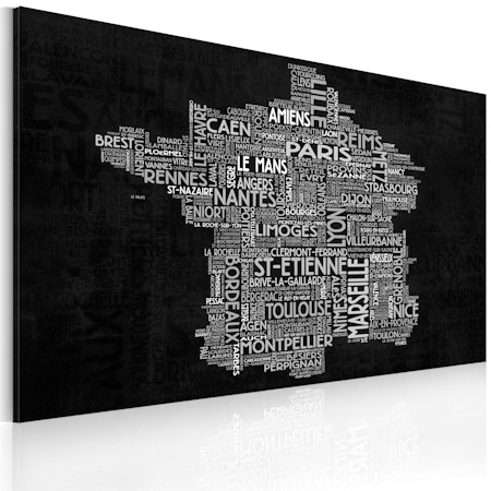 Ljuddämpande Tavla - Text map of France on the blackboard