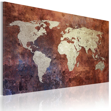 Ljuddämpande Tavla - Rusty världskarta
