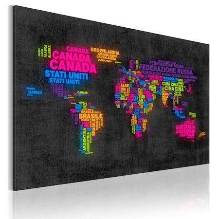 Ljuddämpande Tavla - Kartan över världen - italienska namnen på de länder