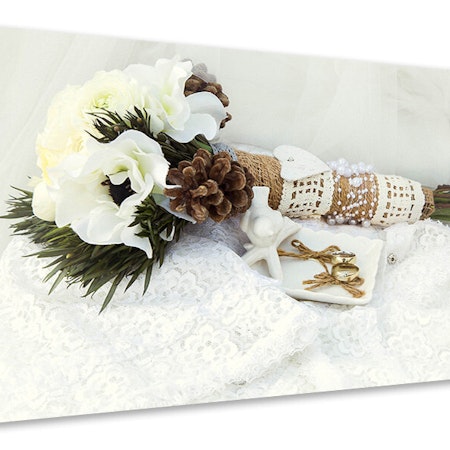 Ljuddämpande tavla - bridal bouquet with wedding rings