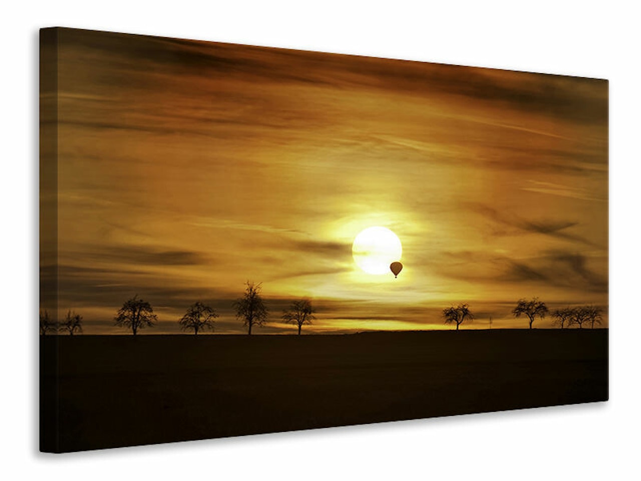 Ljuddämpande tavla - sunset with hot air balloon