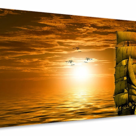 Ljuddämpande tavla - sailing ship in the sunset