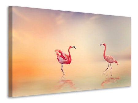 Ljuddämpande tavla - romantic flamingos