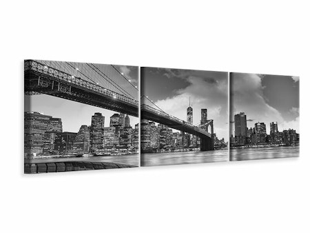 Ljuddämpande tavla - Skyline Black And White Photography Brooklyn Bridge NY