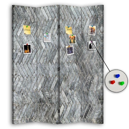 Rumsavdelare ljuddämpande 4-delad - Grey check pattern