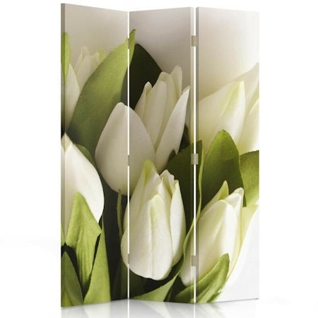 Rumsavdelare vridbar 3-delad - Fresh white tulips