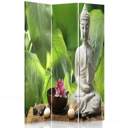 Rumsavdelare vridbar 3-delad - Buddha on a background of leaves