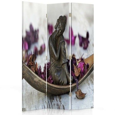 Rumsavdelare vridbar 3-delad - Buddha with purple petals