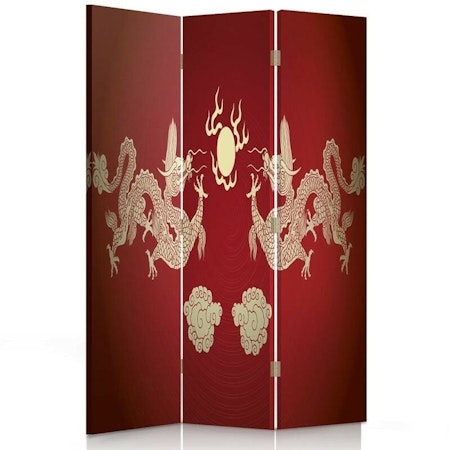 Rumsavdelare vridbar 3-delad - Red Dragons