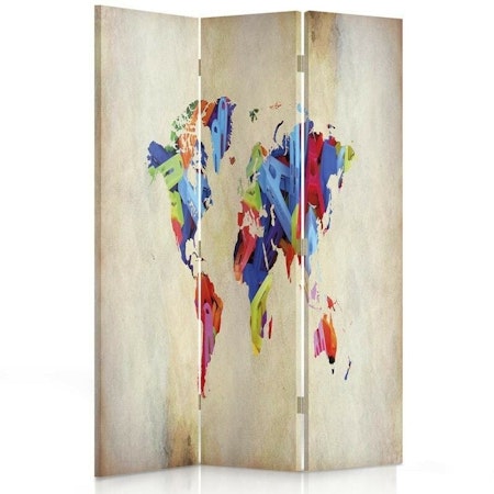 Rumsavdelare vridbar 3-delad - Coloured map of the world
