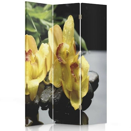 Rumsavdelare vridbar 3-delad - Black of yellow orchid