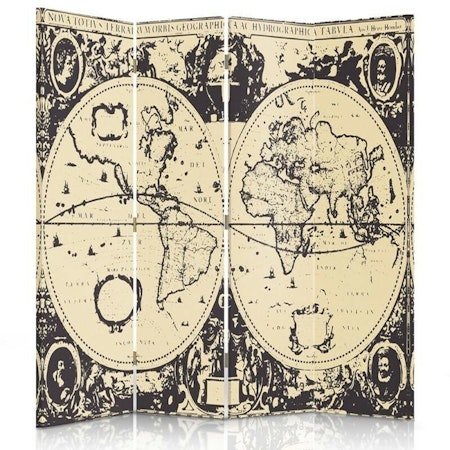 Rumsavdelare 4-delad - Vintage world map