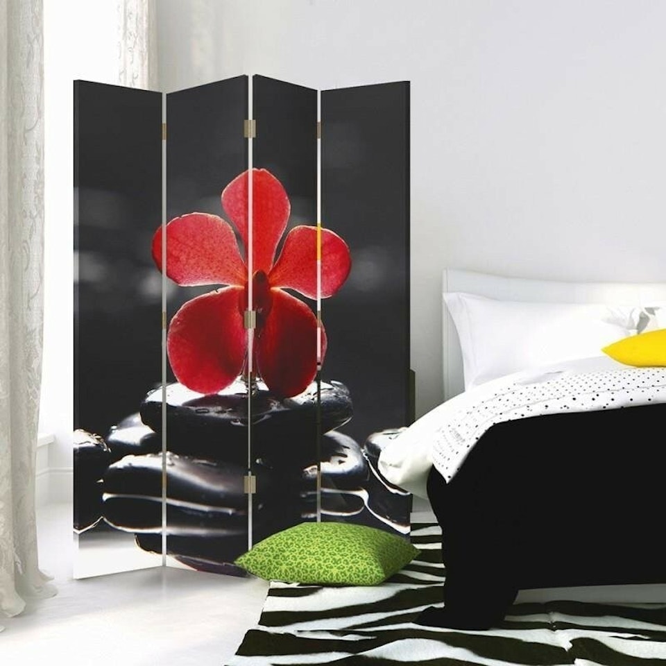 Rumsavdelare 4-delad - Zen with red orchid