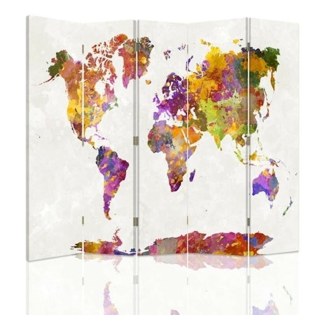 Rumsavdelare 5-delad - Multicolored World Map