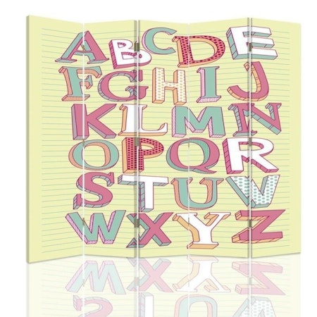Rumsavdelare 5-delad - Alphabet in pastel