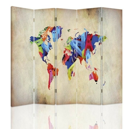 Rumsavdelare 5-delad - Colorful World Map