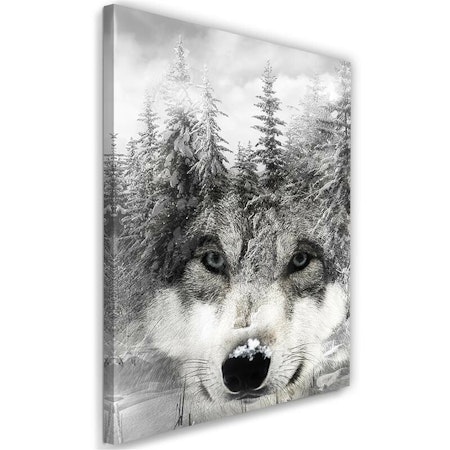 Ljuddämpande tavla - Wolf in winter scenery