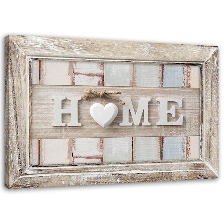 Ljuddämpande tavla - Home inscription with heart in vintage style frame