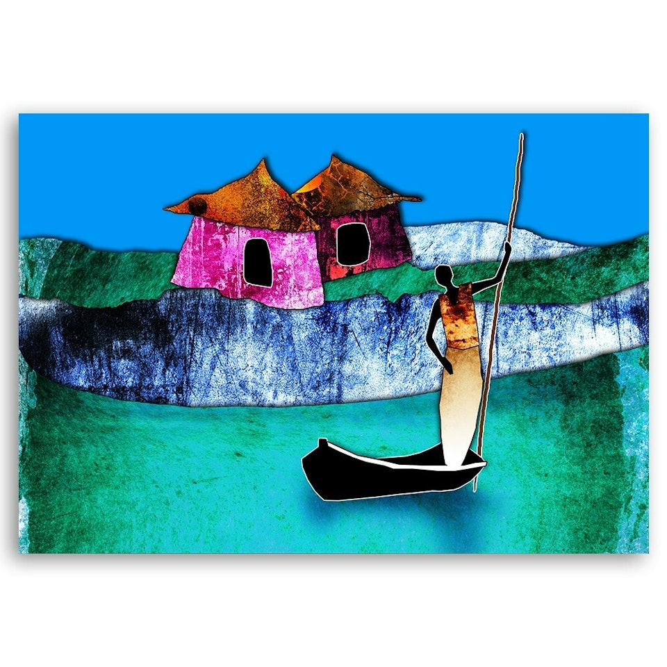 Ljuddämpande tavla - Woman in a boat